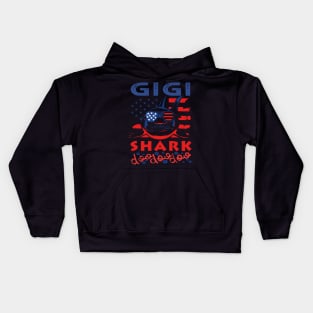 Gigi Shark American Flag July Of 4th Kids Hoodie